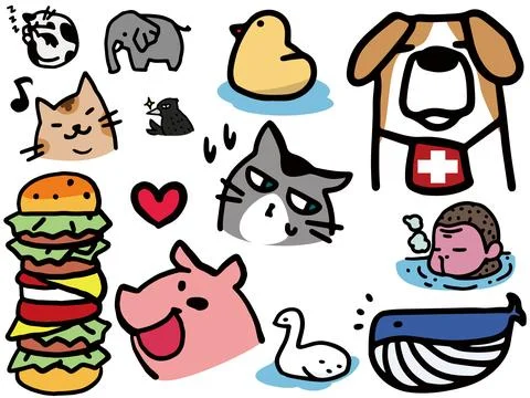 Comical animal set illustration Stock Illustration