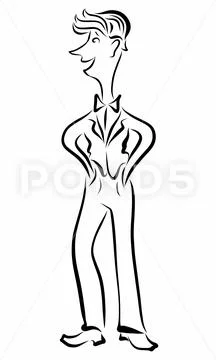 Comical cheerful young man in a classic suit Stock Illustration