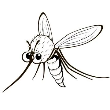 Comical monochrome mosquito. Stock Illustration