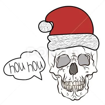 Comical new year illustration. Skull in a New Year's cap. Stock Illustration