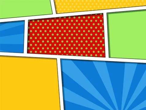 Comics blank layout template with clouds beams and dots pattern on background イラスト素材