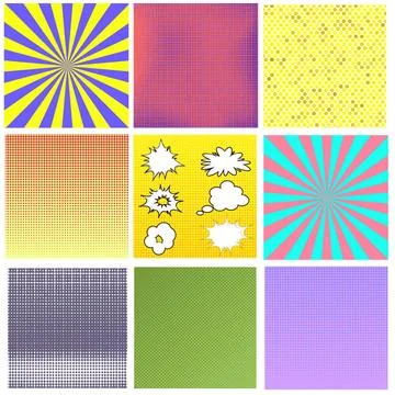 Comics Book Background. Halftone Patterns.. Comics Book Background. Colorf... 스톡 사진