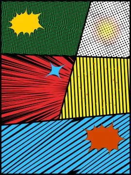 Comics book layout with explosions on black Stock-Illustration