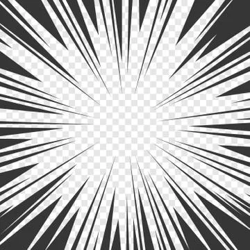 Comics Book Radial Speed Lines Effects with Transparent Background. Vector Stock Illustration