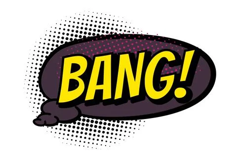 Comics book speech bubble. Colored hand drawn retro cartoon sticker. Comic text Stock Illustration