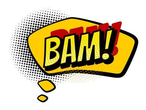 Comics book speech bubble. Colored hand drawn retro cartoon sticker. Comic text Stock Illustration