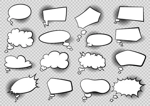 Comics book speech bubbles. Speech balloon or cartoon design elements isolated Stockillustratie