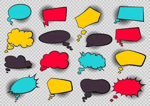 Comics book speech bubbles. Speech balloon or cartoon design elements isolated Stock Illustration