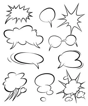 Comics book speech bubbles. Speech balloon or cartoon design elements isolated Stockillustratie