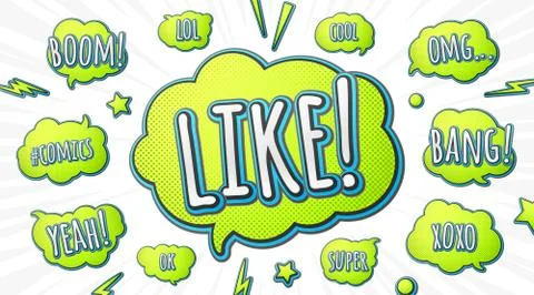 Comics cartoon speech bubbles with quotes Stock Illustration