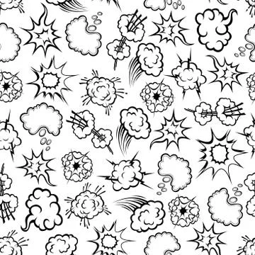 Comics explosion, speech bubbles seamless pattern Stock Illustration