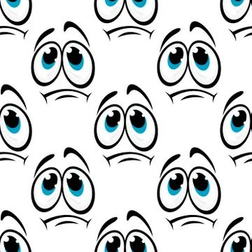 Comics faces with sad eyes seamless pattern Stock Illustration