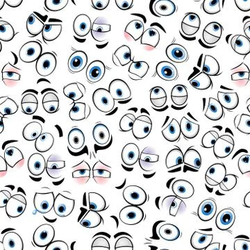 Comics googly eyes seamless pattern background Stock Illustration