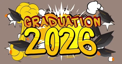 Comics Graduation 2026 word video Stock Footage 337146334