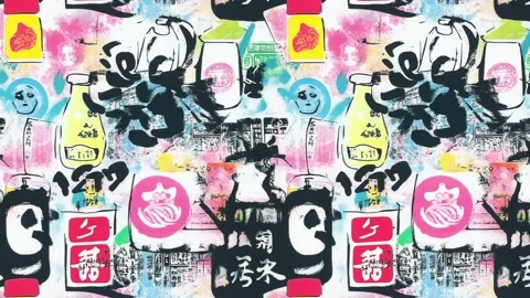 Comics-inspired poster layout with tea and herbs and stamps — Diagonal motion Video stock 308078904