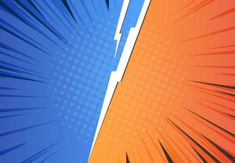 Comics lightning background. Pop art versus arrow, hero battle challenge retro Stock Illustration