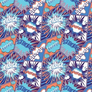 Comics pop art seamless pattern. Retro background with speech bubbles and 스톡 일러스트