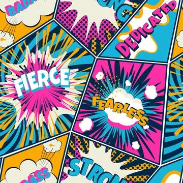 Comics pop art seamless pattern. Retro background with speech bubbles and 스톡 일러스트