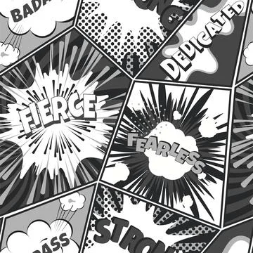 Comics pop art seamless pattern. Retro background with speech bubbles and Stock Illustration