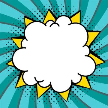Comics pop-art style empty bang shape on a multi color twisted background. Stock Illustration