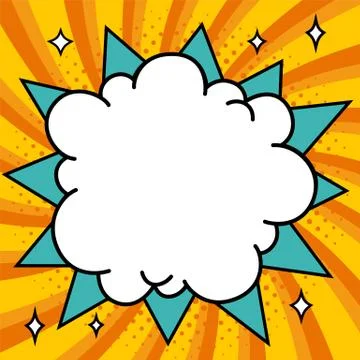 Comics pop-art style empty bang shape on a multi color twisted background. Stock Illustration