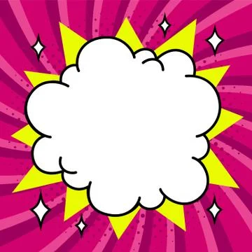 Comics pop-art style empty bang shape on a multi color twisted background. Stock Illustration