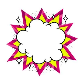 Comics pop-art style empty bang shape on a multi color twisted background. Stock Illustration