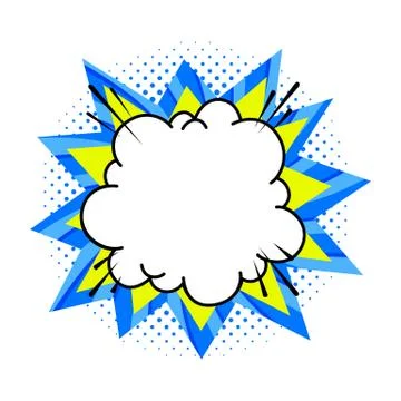 Comics pop-art style empty bang shape on a multi color twisted background. Stock Illustration