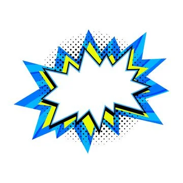 Comics pop-art style empty bang shape on a multi color twisted background. Stock Illustration