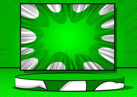 Comics scene pedestal. Comic Book product podium stage. Abstract platform f.. Stock-Illustration