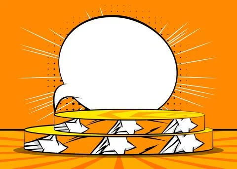 Comics scene pedestal. Comic Book product podium stage. Abstract platform f.. Stock Illustration