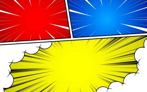 Comics set on colorful background. Retro style comic banner template, carto.. Stock Illustration