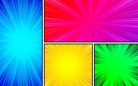 Comics set on colorful background. Retro style comic banner template, carto.. Stock Illustration