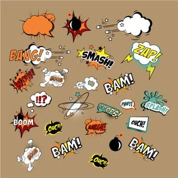 Comics Sound Effects and Explosions. Vector Illustartion Illustrazione stock
