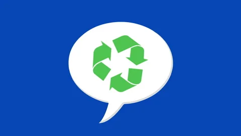 Comics speech bubble appears with animated recycling symbol Stock Footage 208408021