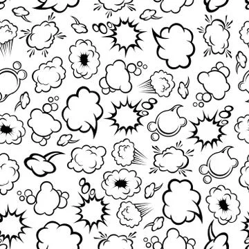 Comics speech bubbles, explosions seamless pattern Stock-Illustration