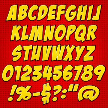 Comics style alphabet collection set Illustrazione stock