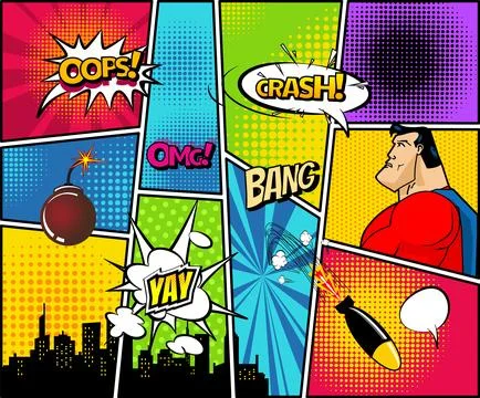 Comics Template. Vector Retro Comic Book Speech Bubbles Illustration. Mock-up of Stock Illustration
