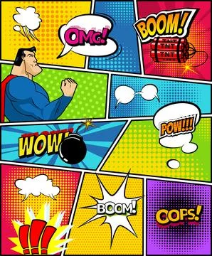 Comics Template. Vector Retro Comic Book Speech Bubbles Illustration. Mock-up of イラスト素材