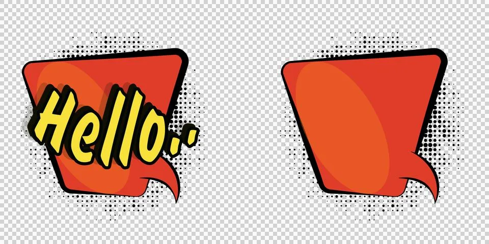 Comicstyle speech bubbles with hello text and empty bubble on white backgro.. Stock Illustration