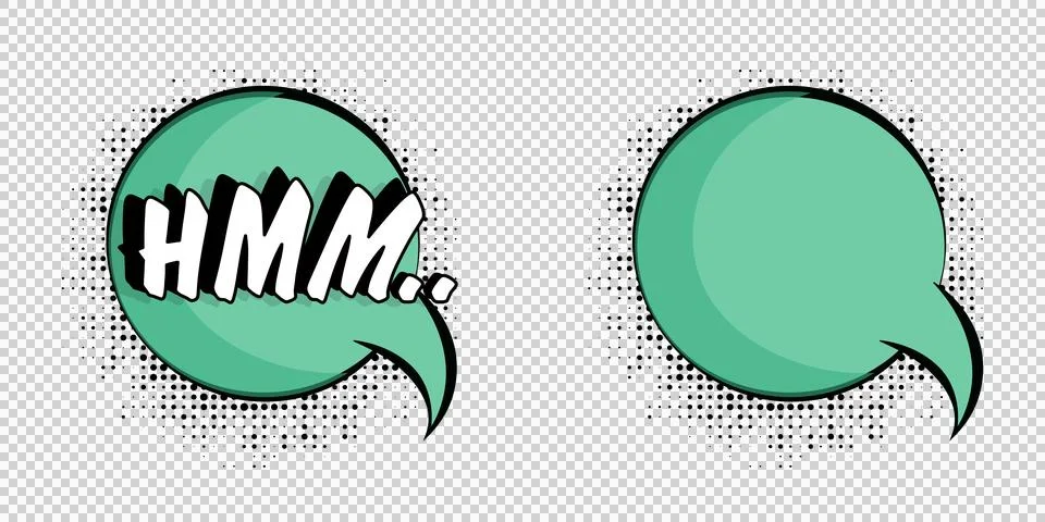 Comicstyle speech bubbles with HMM text and blank space for dialogue on whi.. Stock Illustration