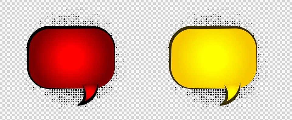 Comicstyle speech bubbles in red and yellow on white background with halfto.. Stock Photos