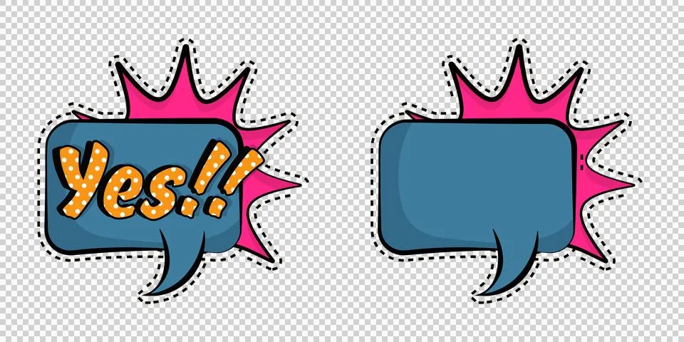 Comicstyle speech bubbles with yes text and blank space for custom text on .. Stock Illustration