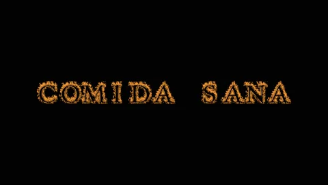 Comida sana fire text effect black background Stock Footage 136499808