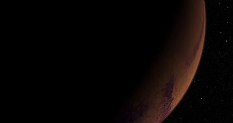 Coming around to the lit side of Mars, in medium orbit. Long and slow. Stock Footage 91710714