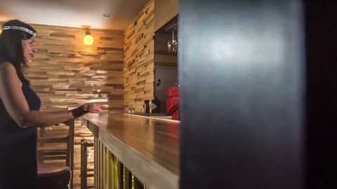 Coming to the counter bar Stock Footage 112192521