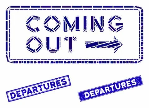Coming out Rectangle Mosaic and Distress Rectangle Watermarks Stock Illustration