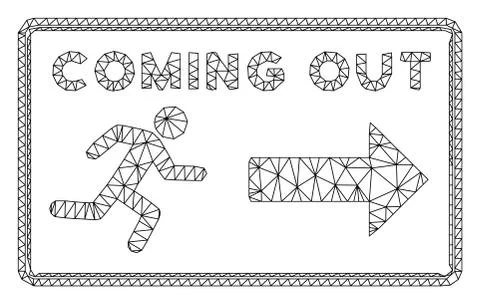 Coming out Rectangle Polygonal Frame Vector Mesh Illustration Illustrazione stock