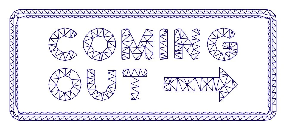 Coming out Rectangle Polygonal Frame Vector Mesh Illustration Stock Illustration
