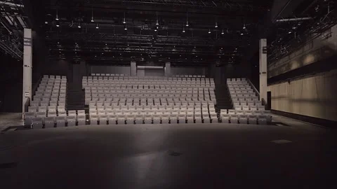 Coming out Onto the Theater Stage Into an Empty Auditorium. Video stock 302761664